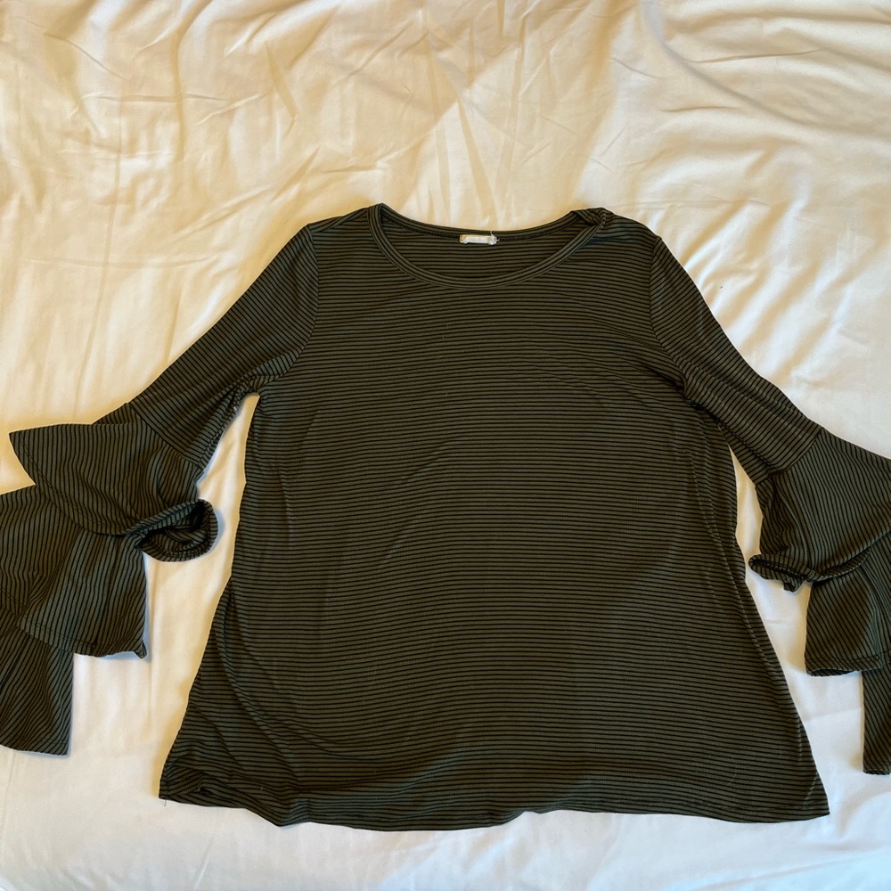 Ribbed tiered long sleeve top